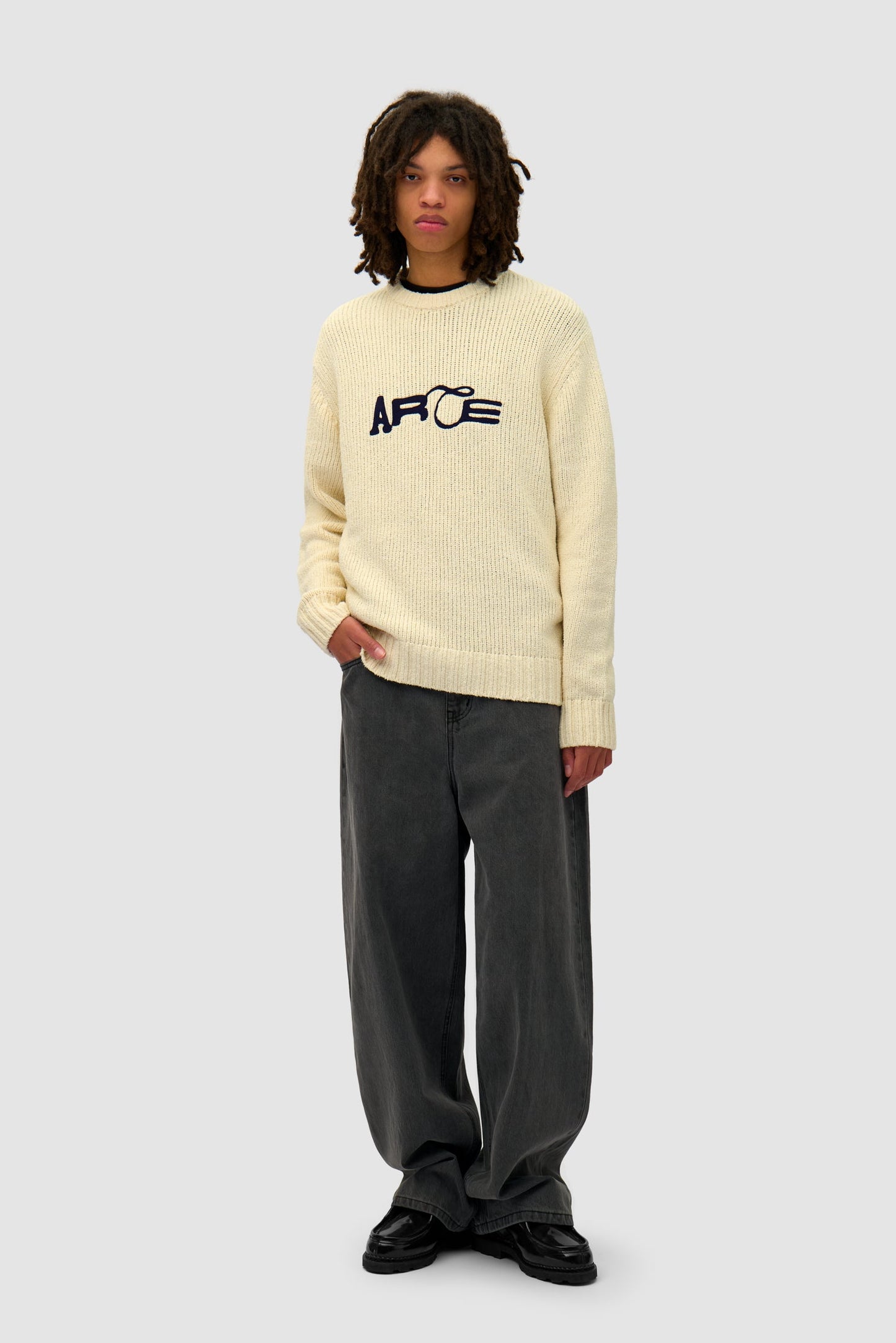 Pull en maille avec logo - Crème
