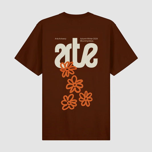T-shirt dos fleuri - Marron