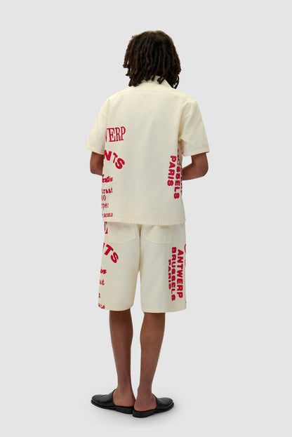 Chemise imprimée rouge - Crème