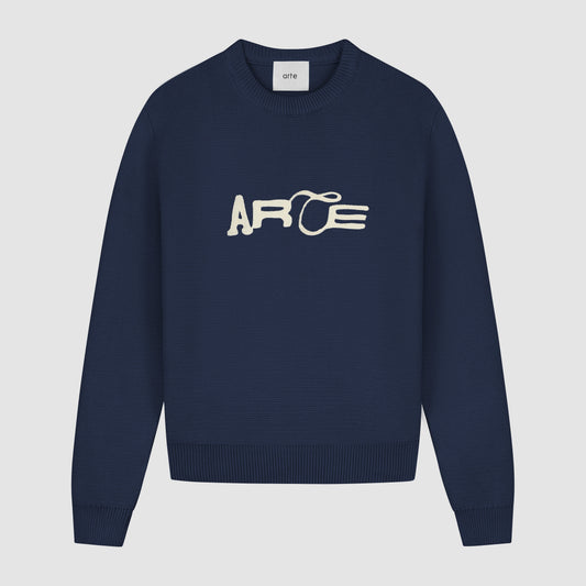 Pull en maille avec logo - Navy