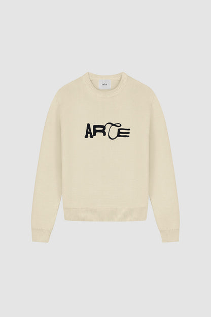 Pull en maille avec logo - Crème