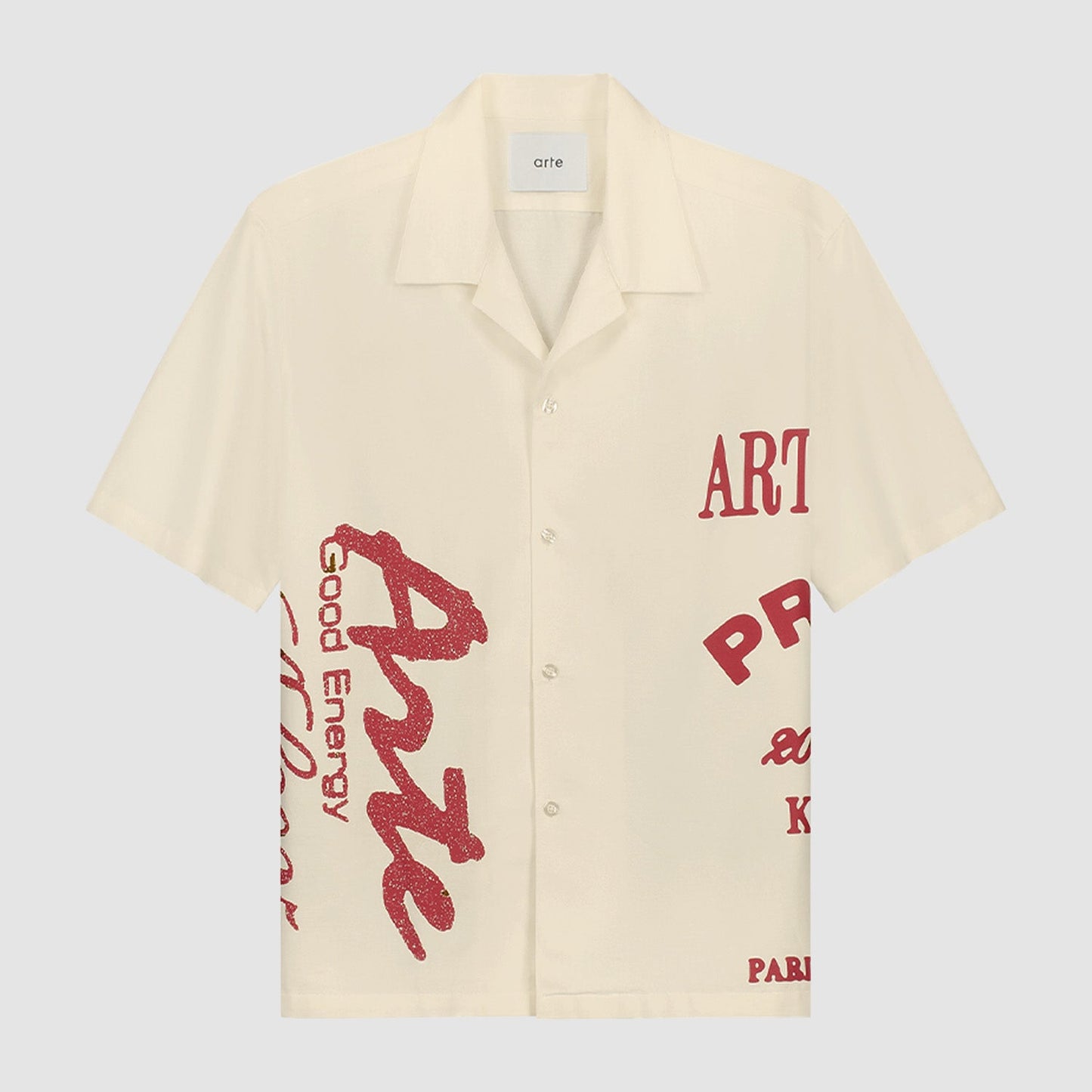 Chemise imprimée rouge - Crème